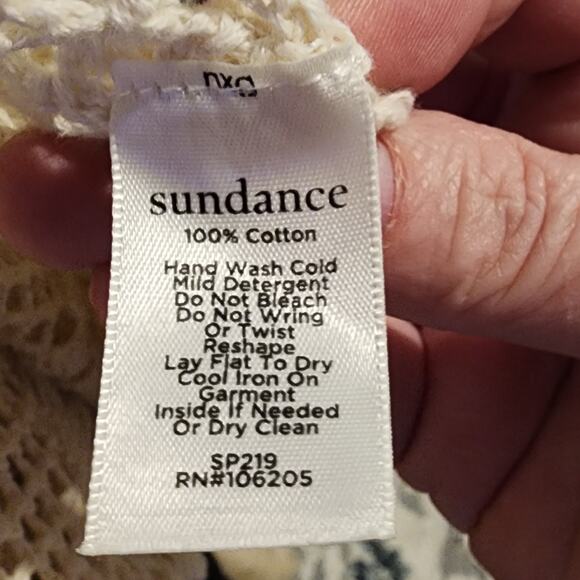 Sundance Cream Crochet Boho Duster Cardigan Size L - Picture 6 of 6